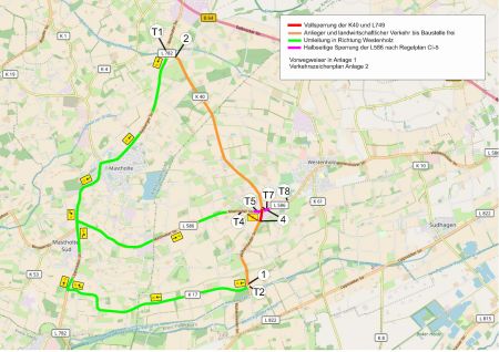 Umleitungsplan für den Bau des Kreisverkehrs in Delbrück-Westenholz